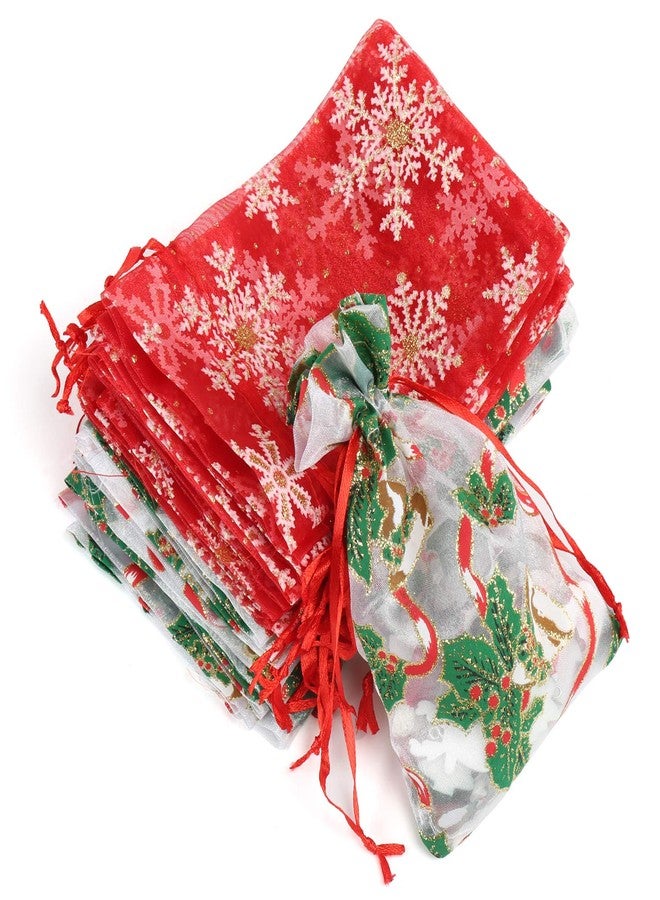 Naler 20PCS Christmas Organza Jewelry Candy Drawstring Gift Bags Xmas Decoration New Year Holiday Design - Image 2